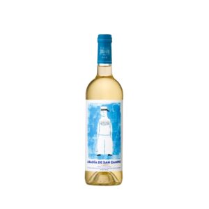 Botella de Abadía San Campio Albariño 2024, vino blanco D.O. Rías Baixas
