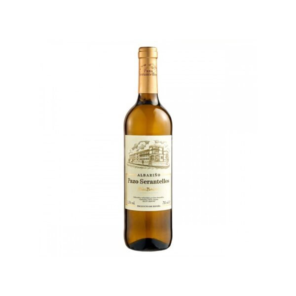 Botella de Pazo de Serantellos Albariño 2024, vino blanco D.O. Rías Baixas