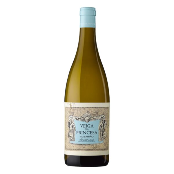 Botella de Veiga da Princesa Albariño 2024, vino blanco D.O. Rías Baixas